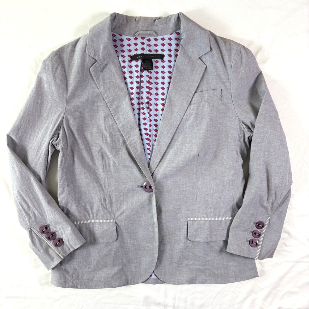 Marc Jacobs Blazer Women 12? Y2K‎ Single Button Twee Whimsical Academia Preppy - Picture 5 of 9